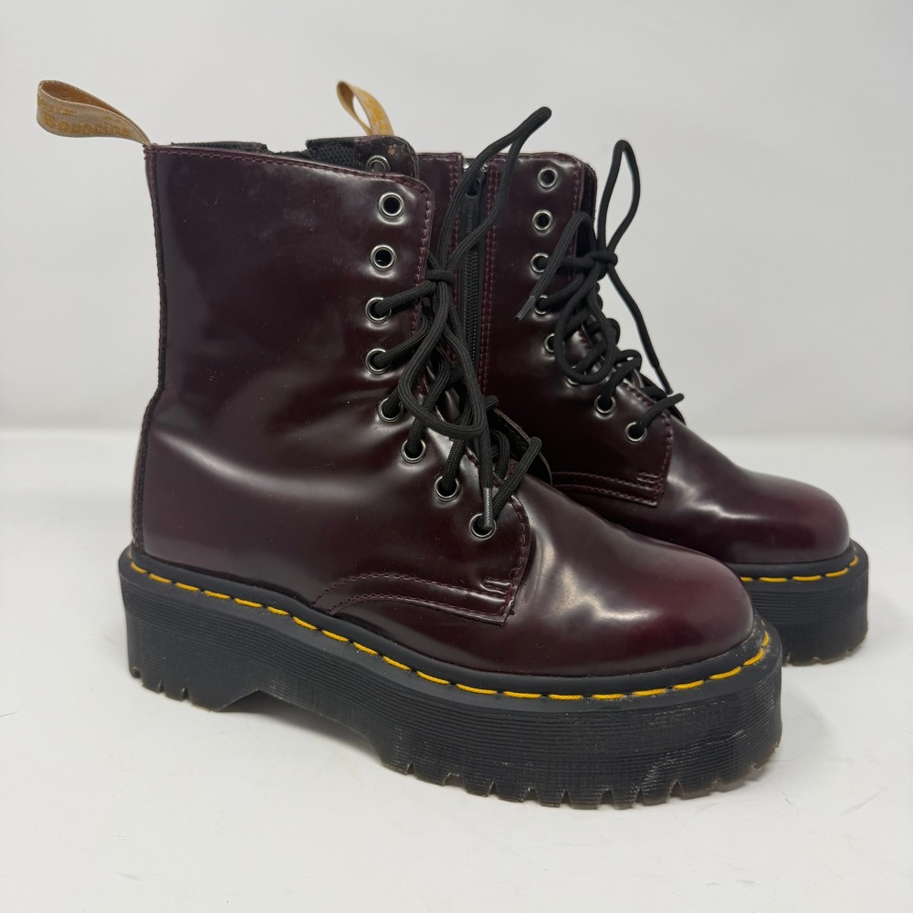 Dr. Martens V Jadon II Vegan Platform Combat Boots Burgundy Womens Size 7